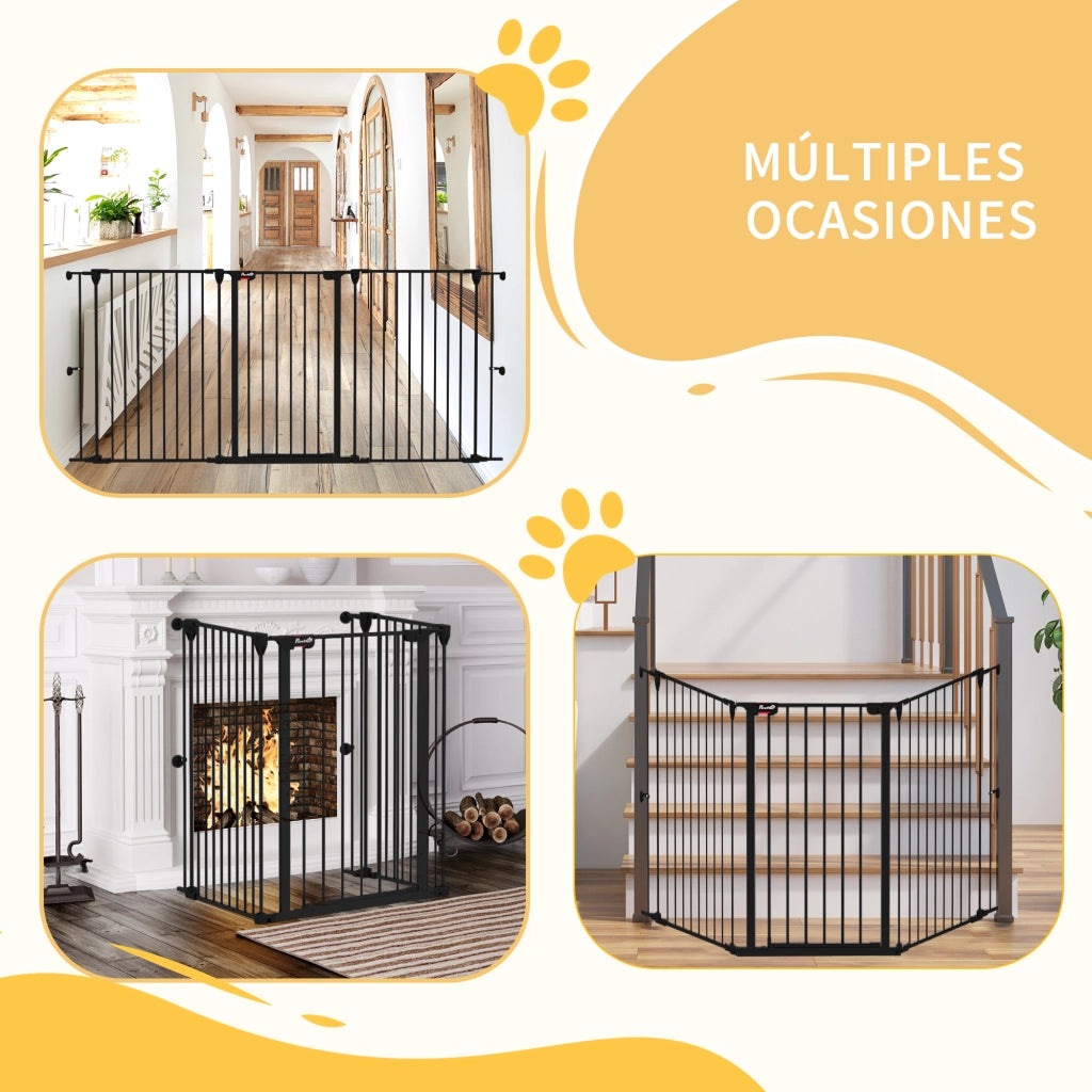 Recinto per Cani Pieghevole in Acciaio con 3 Pannelli ¨C zephmum ¨C Nero 206x90 cm