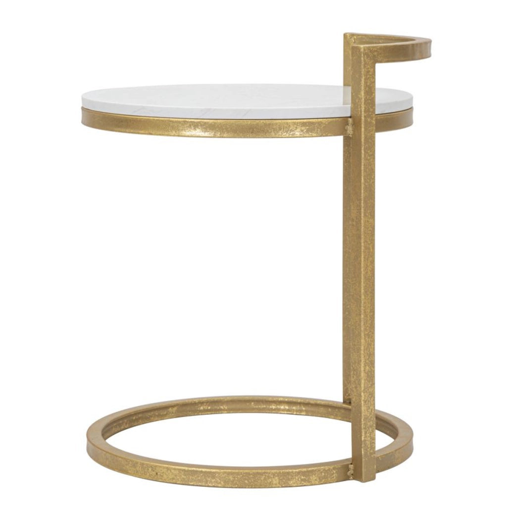 Tavolino VKH531, Bianco, Marmo, 40,5x40,5x50,5 cm