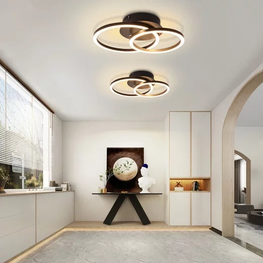 ZMH Lampada da soffitto plafoniera LED 2 anelli rotonda 24W 3000K moderna per soggiorno corridoio hotel