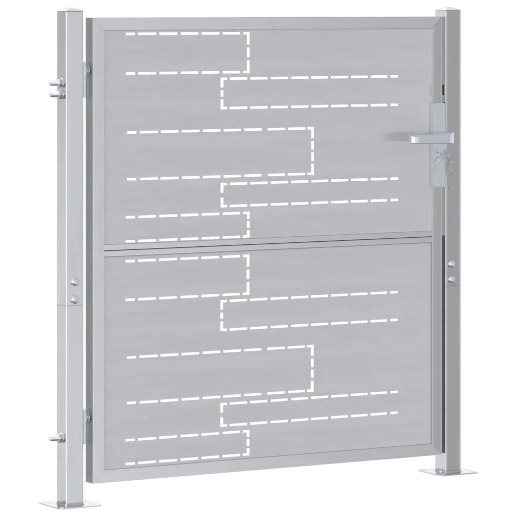 Cancello da giardino Argento 85 x 97 cm Acciaio inossidabile 3402575