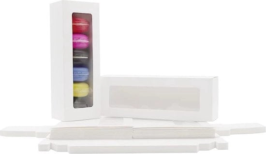 Pacchetto trasparente da 25 contenitori per macarons e dessert - contenitori per minidonuts, minicupcake, biscotti e muffin - 81 * 27 * 2 Pollici