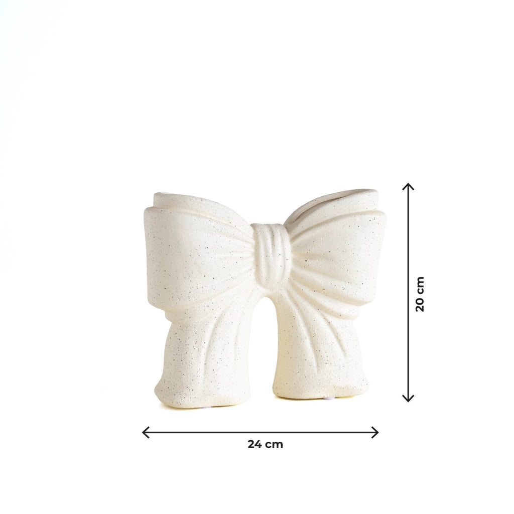 Vaso Decorativo Moderno da Interno in Ceramica – Collezione Design Elegante per Arredo Casa,Vasi Da Soggiorno, Tavolo o Salotto Soprammobile Di Design Fiocco - Bianco Natural