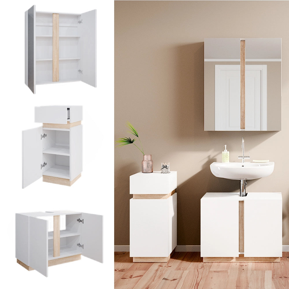Vicco Set di mobili da bagno Bianco 3 parti, con mobile midi