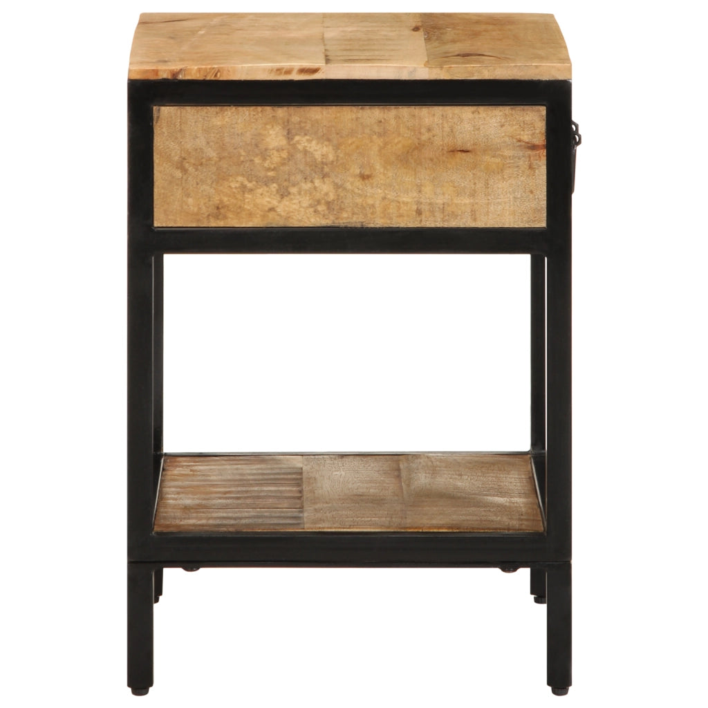 Comodino 40x35x50 cm Legno Massello Ruvido Mango