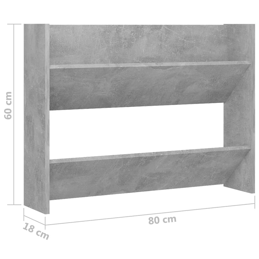 Scarpiera mobiletto portascarpe mobiletto da parete per ingresso/corridoio/soggiorno 80 x 18 x 60 cm truciolato grigio 02_0021920