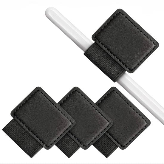 Penitore 4-direzionale in pelle nera adesiva, penitore per agenda, penitore per matite, penitore in pelle PU adesiva, per libro di appunti, calendario, tablet, cartellino
