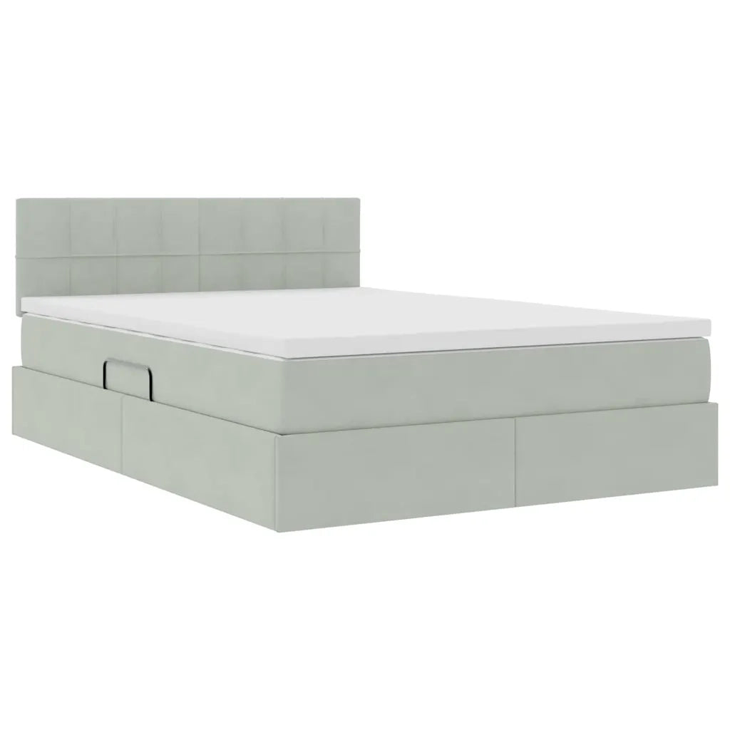 Letto con Contenitore Grigio chiaro 140 x 200 cm Velluto