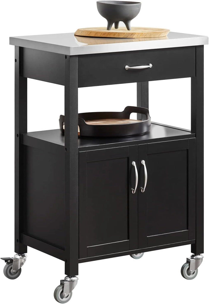 Carrello cucina salvaspazio con piano di lavoro – Mobile cucina con ruote, ideale come mobiletto cucina, credenza compatta o mobile microonde – Disponibile in Bianco 60x92x45cm FKW22-WN