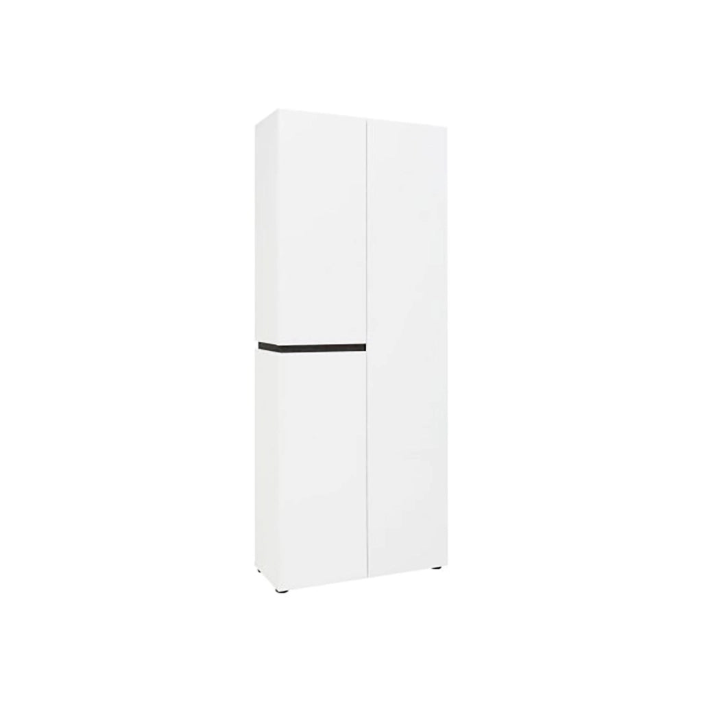 Mobile Portascarpe Baiso, Scarpiera 42 Paia Made in Italy, 80x34x200h cm Bianco Lucido