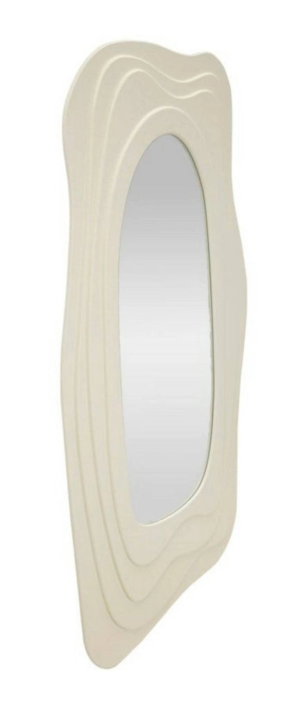 Specchio Pregola, Specchiera, Articolo d'arredo a muro, Decorazione con specchio, 90x4 h165 cm, Bianco