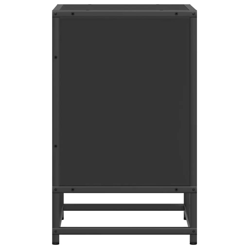 Comodino-Tavolino da notte Nero 40x31x50 cm Legno Multistrato e Metallo 391743