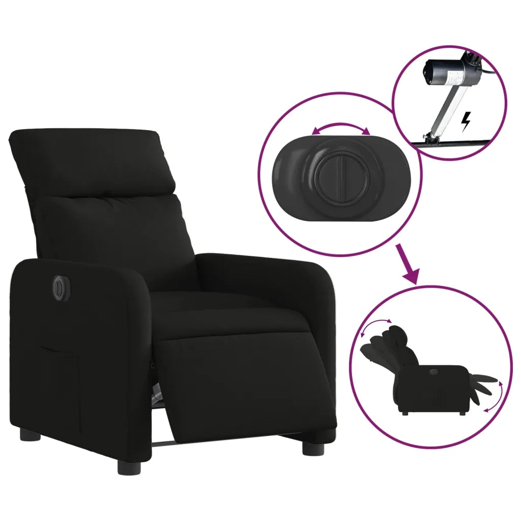 Poltrona | Sedia Relax Elettrica Reclinabile Nera in Tessuto