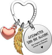 Sleutelhanger con Protettore e Amuleto con Cuore e Incisione - Miglior Dono per Fratello o Sorella - Dono per Sorella con Protettore e Amuleto