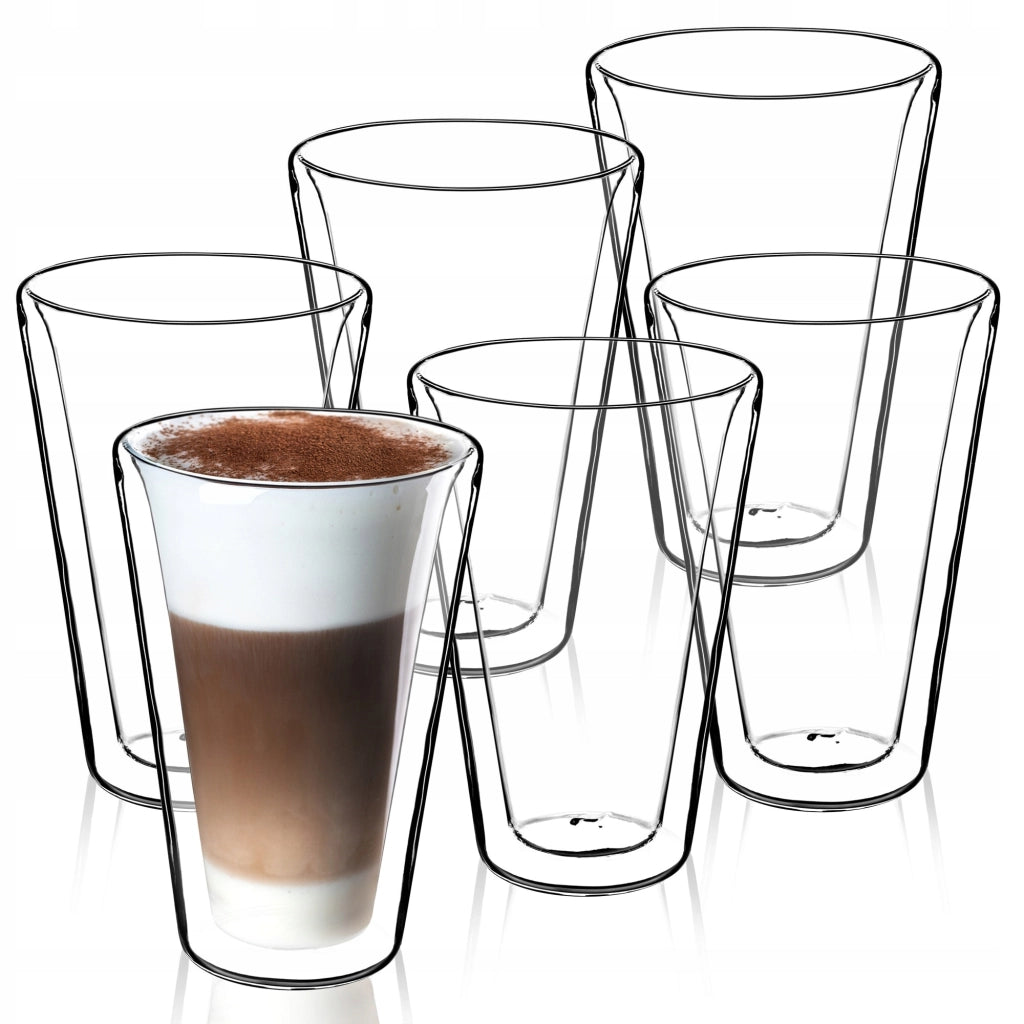 KADAX Set di 6 grandi bicchieri termici a doppia parete per caffè, tè e latte, 470 ml