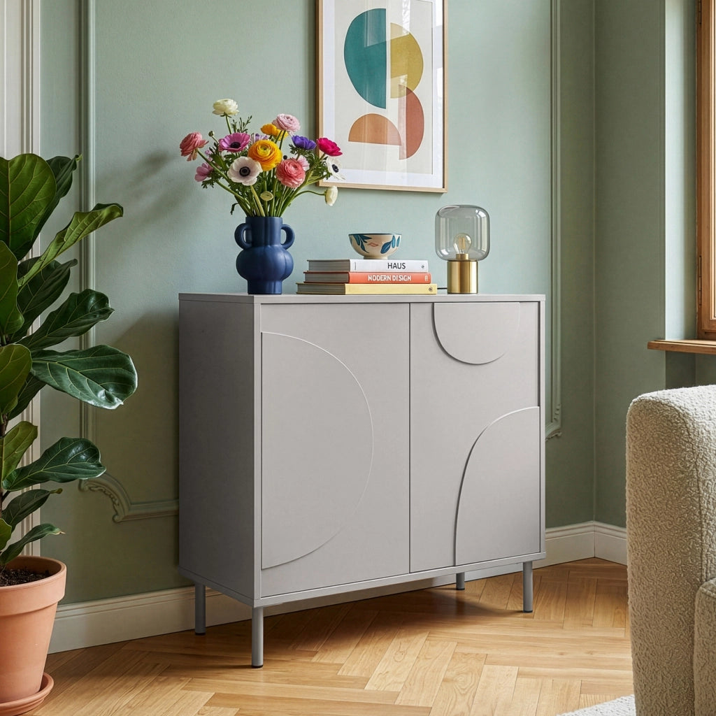 Credenza Holea Comò a 2 Ante 75 x 70 x 34 cm - Grigio [en.casa]