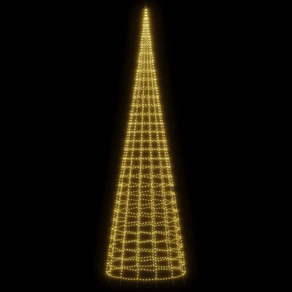 Albero di Natale a LED-Luci decorative natalizie su Pennone 3000 LED Bianco Caldo 800 cm