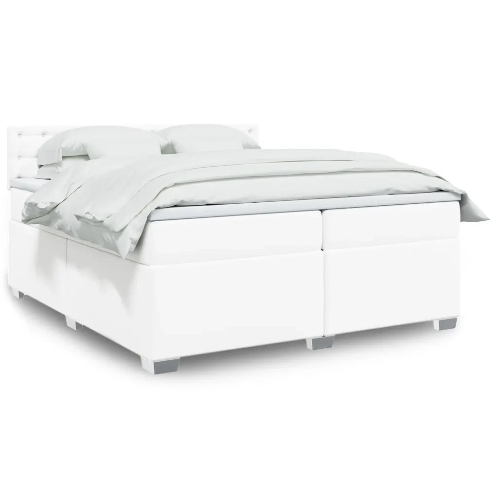 vidaXL Giroletto a Molle con Materasso Bianco 200x200cm in Similpelle