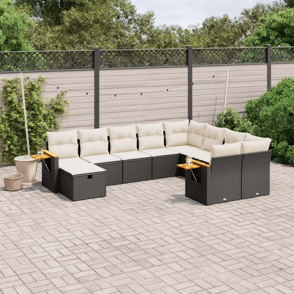 Set Divani da Giardino 10pz con Cuscini in Polyrattan Nerocod mxl 90134