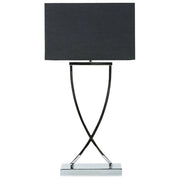 Lampada da Tavolo Metallo Argento Nero Paralume Rettangolare 62H cm Soggiorno Moderno