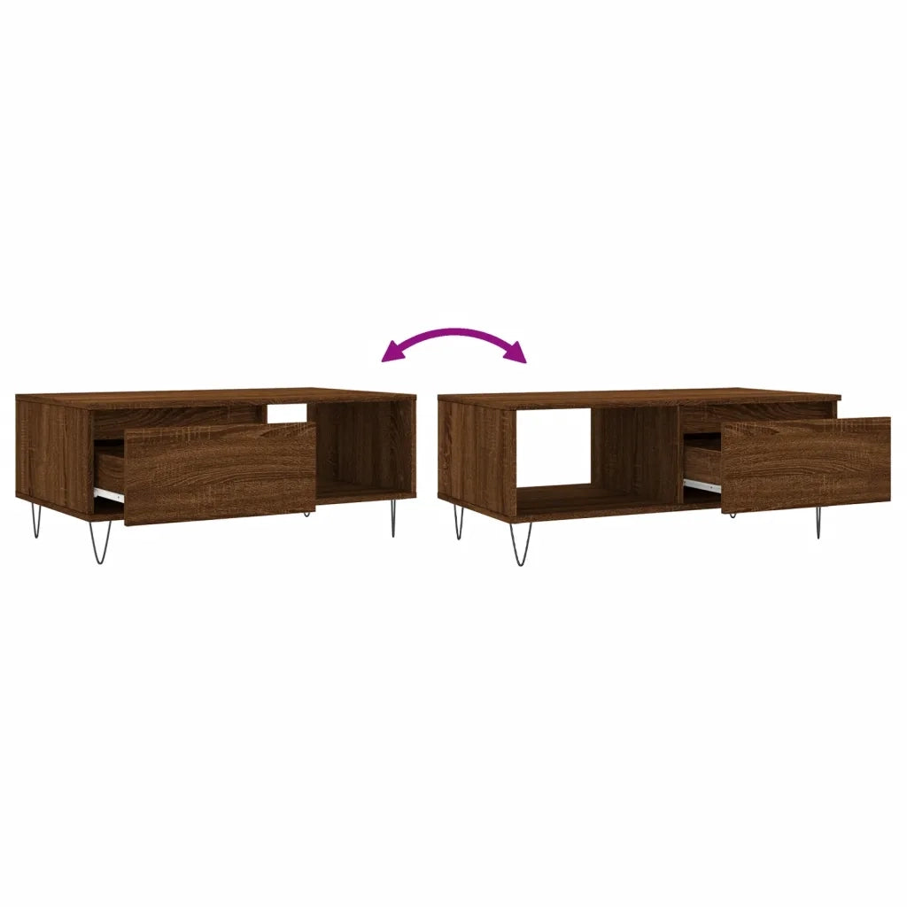 Tavolino da Salotto-Tavolino da soggiorno-Tavolo Rovere Marrone 90x50x36,5 cm in Multistrato 682919