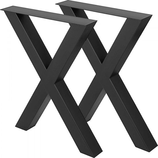 Piede del tavolo Piedi del tavolo 23.6”X28.3” 2PC Piede del tavolo a X Stile Acciaio Nero per Soggiorno, Poltrona, Armadio