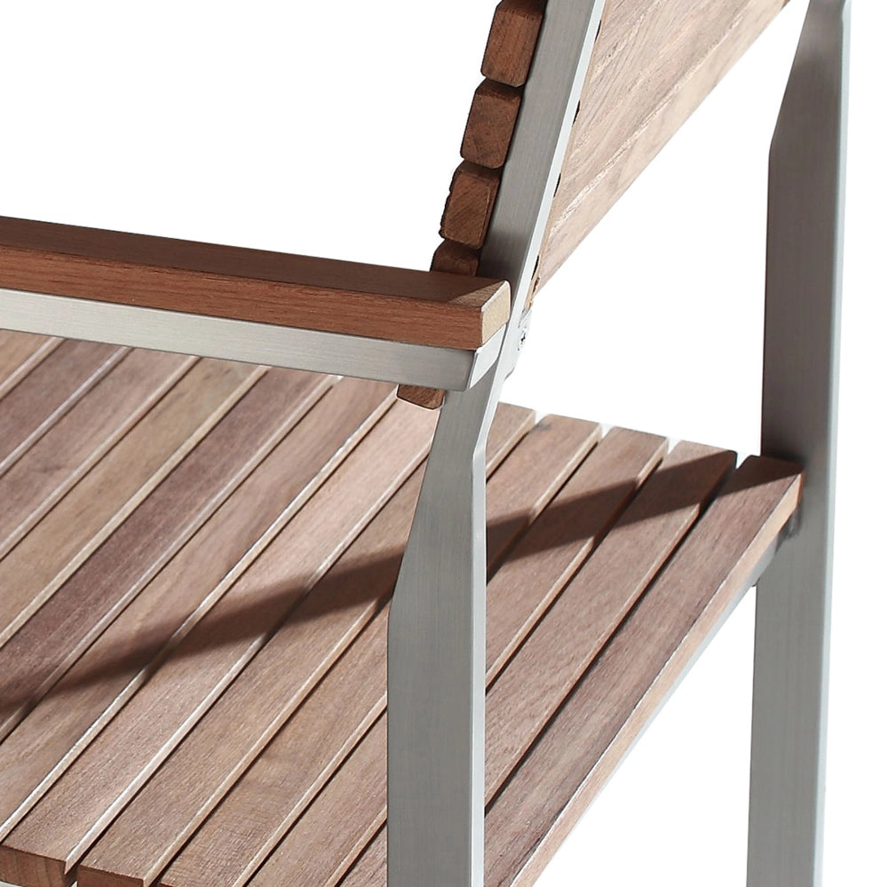 Set da pranzo da giardino da 7 pezzi in legno di teak chiaro con struttura in metallo argento 6 sedie