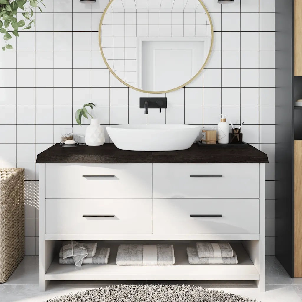 Piano Bagno Marrone Scuro 140x60x(2-6)cm Legno Trattato 3156248