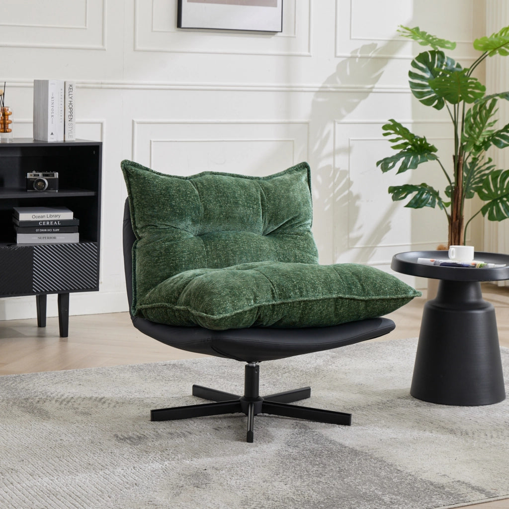 Poltrona relax girevole verde scuro con schienale regolabile