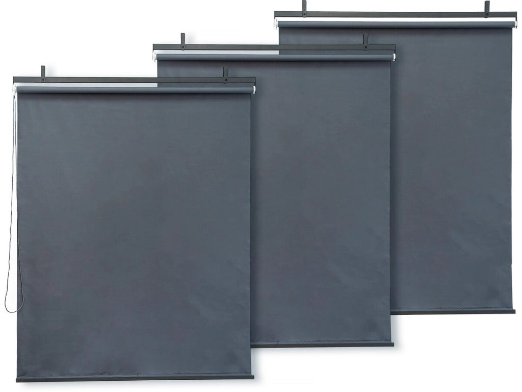 Set di 3 rulli retrattili in metallo - 124,5 x 225 cm - Antracite
