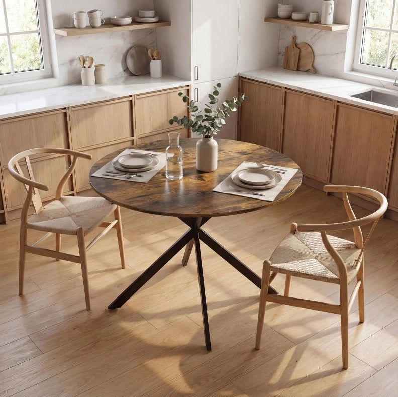 Tavolo da pranzo rotondo industriale Ø100 cm marrone rustico