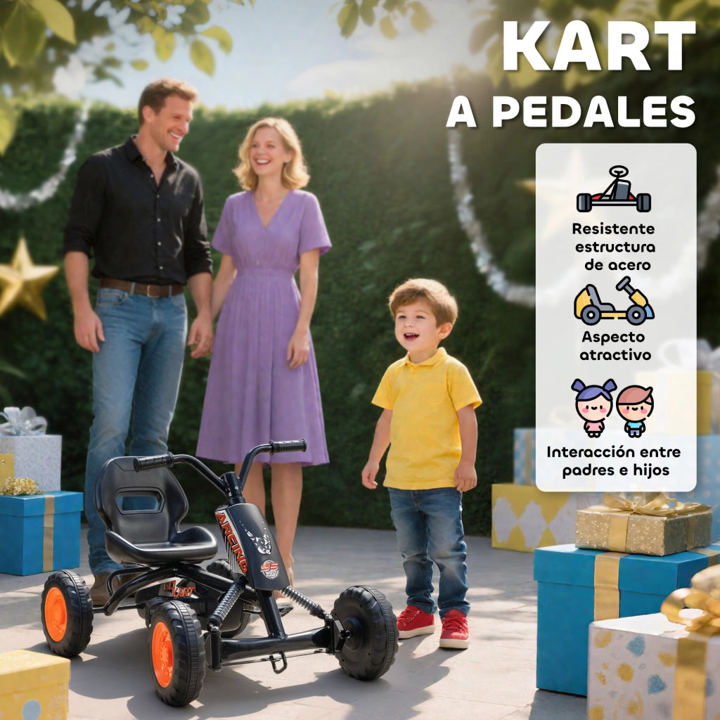 Go Kart Pedales per Bambini ¨C zephmum ¨C Acciaio, Nero, 30 kg, 2-5 Anni