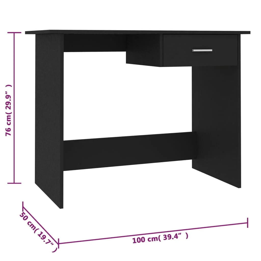 Scrivania tavolo postazione di lavoro mobile per computer studio 100 x 50 x 76 cm legno ingegnerizzato nero 02_0023887