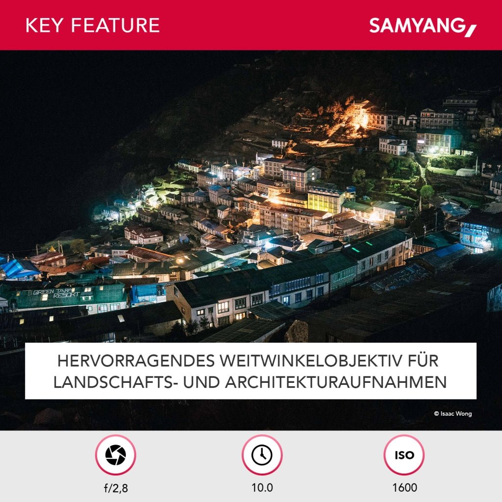 SAMYANG 14mm T3.1 VDSLR ED AS IF UMC II Obiettivo video Canon EF a messa a fuoco manuale con ingranaggio 0,8, grandangolo nero