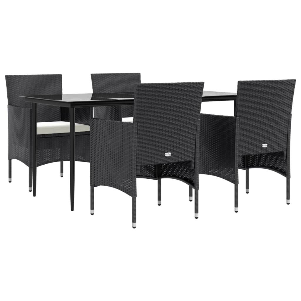 Set da pranzo da esterno nero da 5 pezzi con cuscini 02_0014166