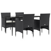 Set da pranzo da esterno nero da 5 pezzi con cuscini 02_0014166