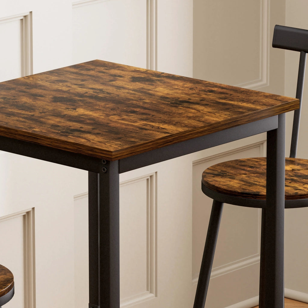 Set tavolo bar con 2 sgabelli industriale 60x60x92 cm