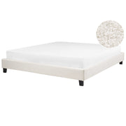 Letto 180 x 200 cm in bouclé beige chiaro con rete a doghe senza testiera