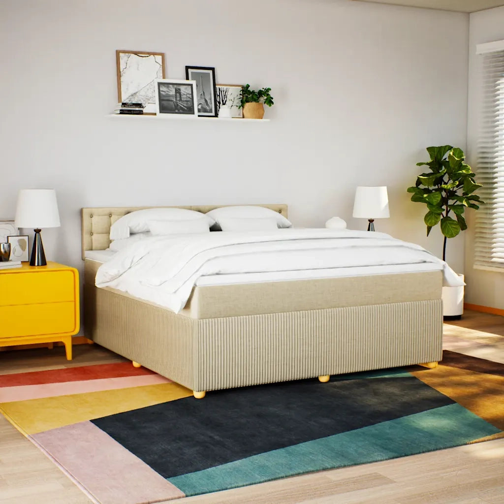Giroletto a Molle con Materasso Crema 180x200 cm in Tessuto 3287554