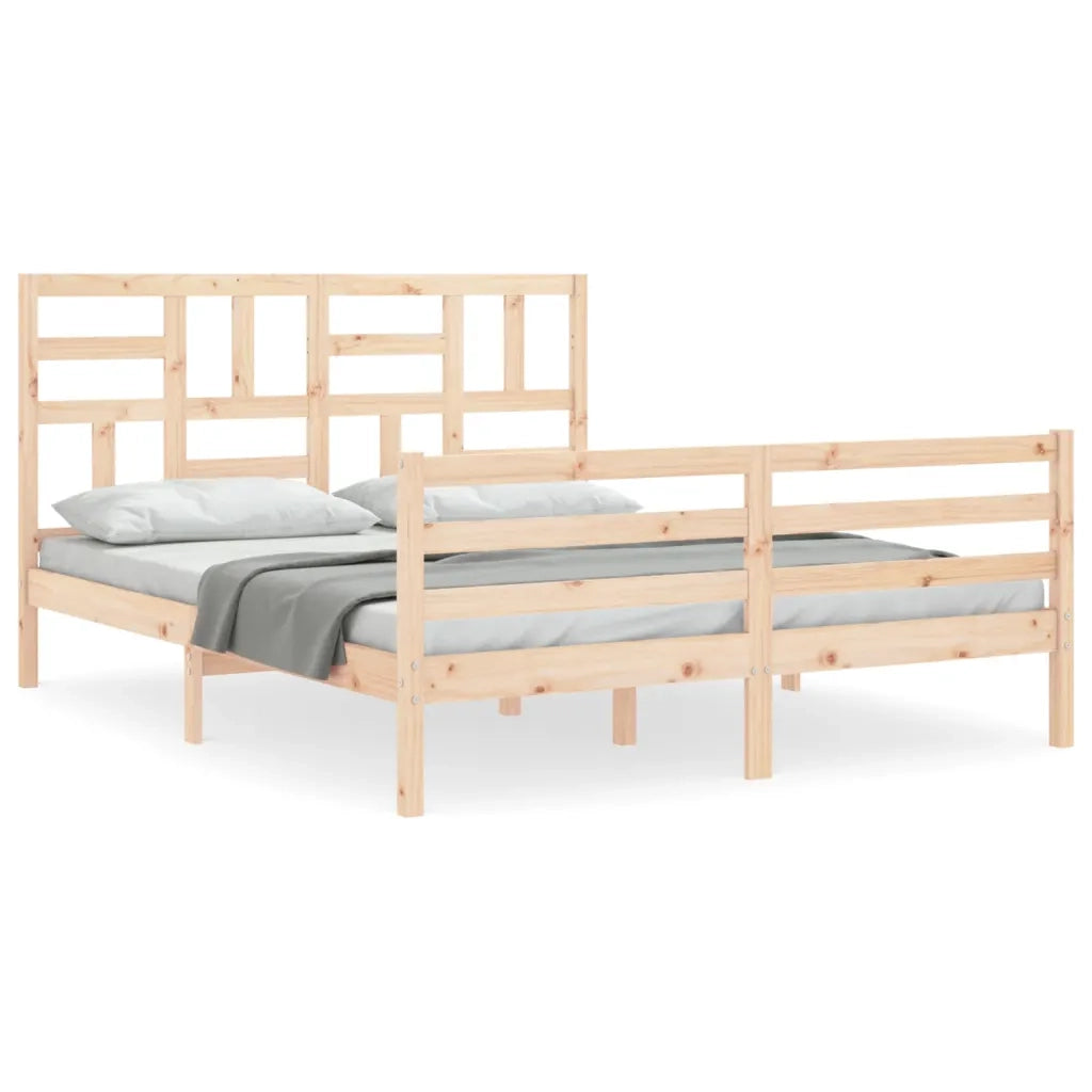 Giroletto con Testiera-Struttura Letto con testiera 160x200 cm in Legno Massello 934686