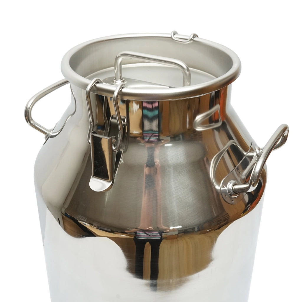 Brocca per latte in acciaio inox con coperchio da 40 litri con rubinetto per mungitrice per mucche Breckner Germany