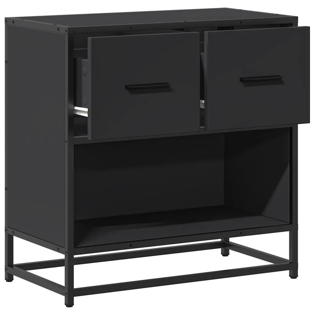 Comodino Nero 60x31x60 cm in Legno Multistrato e Metallo