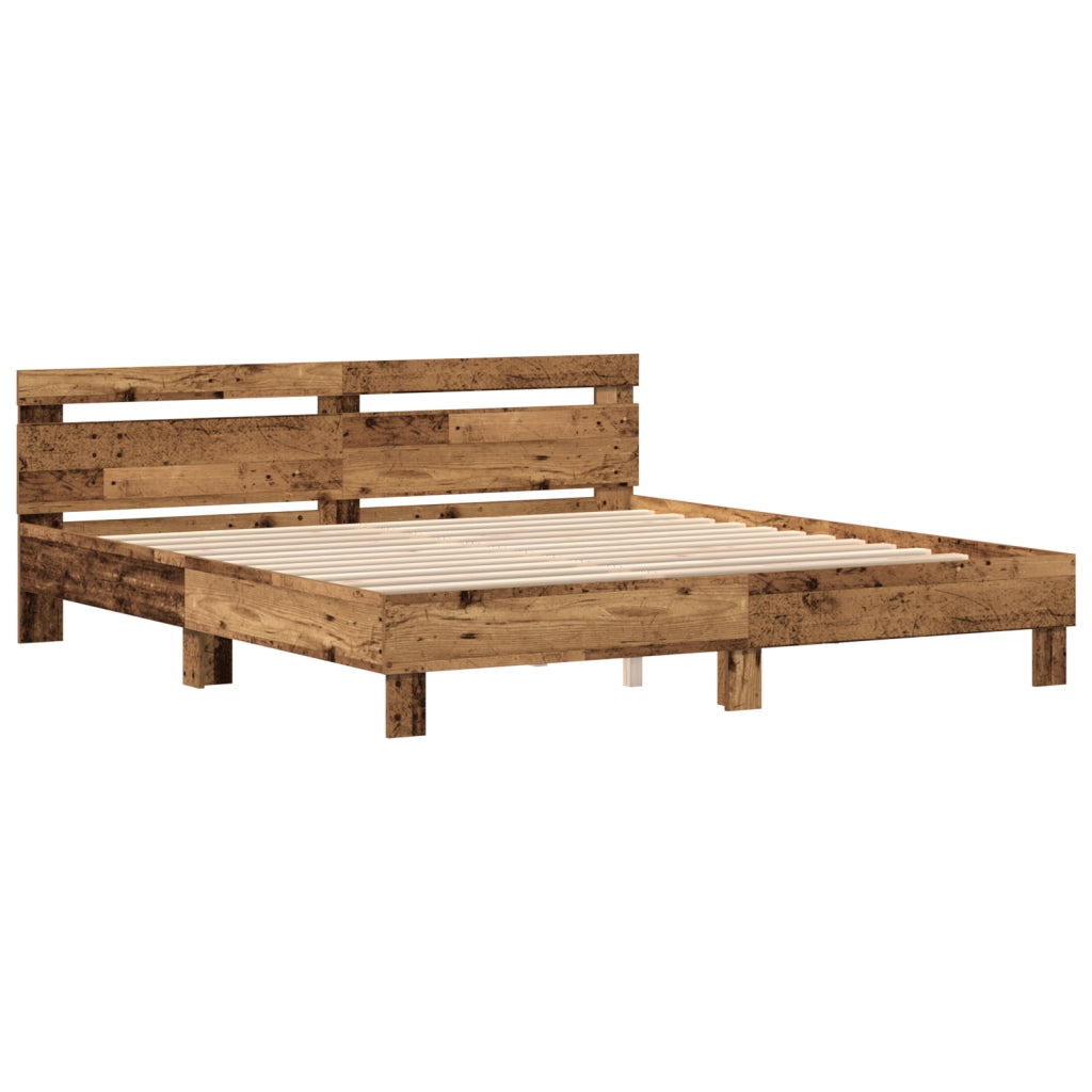 Struttura per Letto Legno Rustico Legno Massello di Recupero