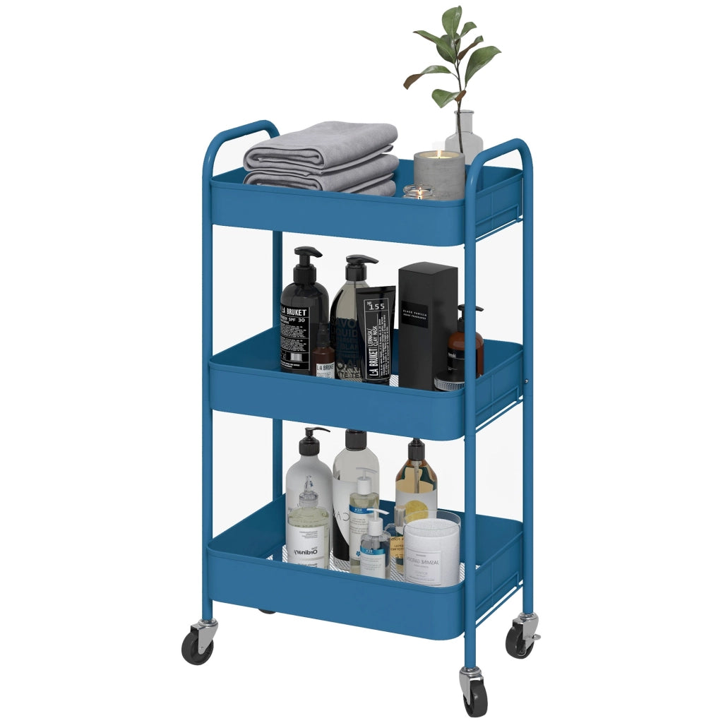 Carrello con 3 Cestini ¨C Zephmum ¨C Acciaio Grigio 45x30.6x79 cm