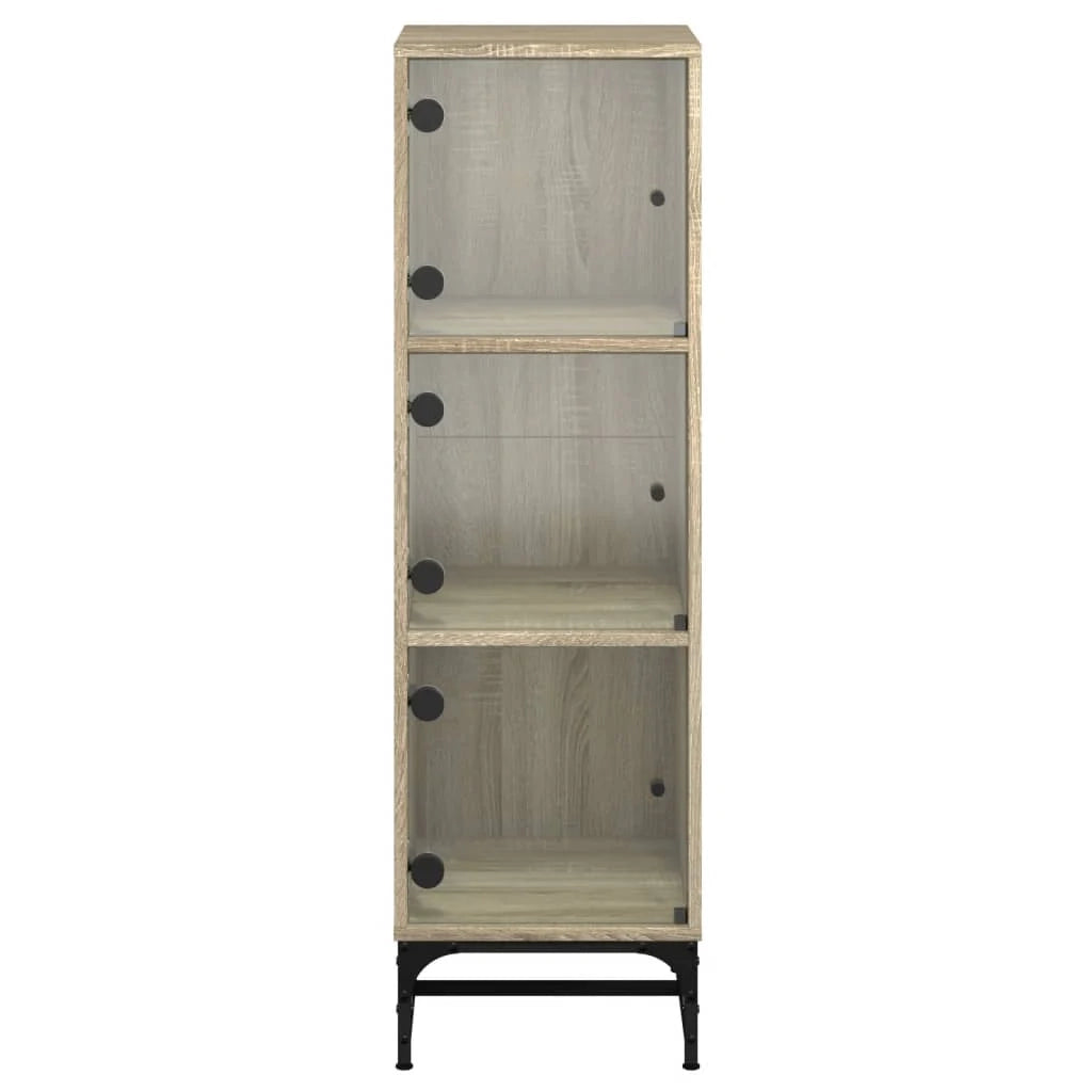 Credenza cassettiera mobile contenitore organizer cucina soggiorno salotto con ante in vetro sonoma 35 x 37 x 120 cm marrone 02_0030117