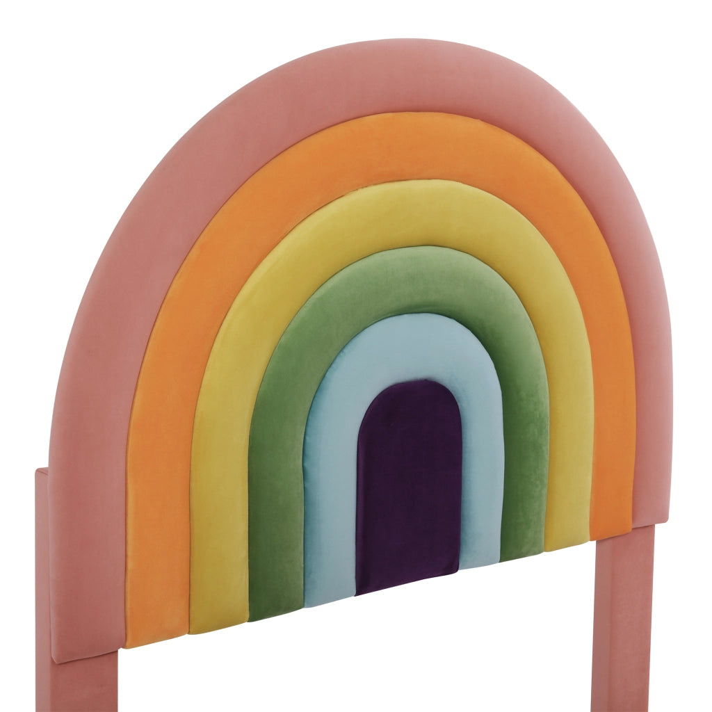 OKWISH Letto Singolo 90×200 cm, Letto per Ragazzi con Testiera Regolabile, Doghe in Legno e Testiera, senza Materasso, Velluto Rosa