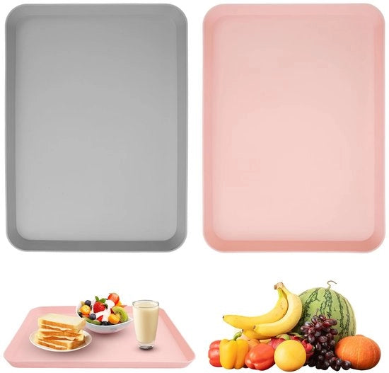 Piatti in plastica rettangolari - 2 pezzi - 29x21 cm - Leggeri - Facili da pulire - Formato pratico - Set da tavola