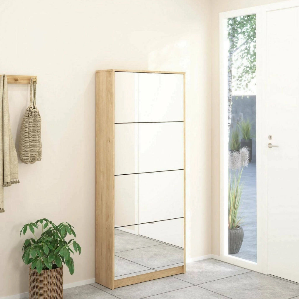 Scarpiera Aepytus, Mobile portascarpe, Armadio da ingresso multiuso, Mobiletto per calzature, 70x24 h162 cm, Rovere