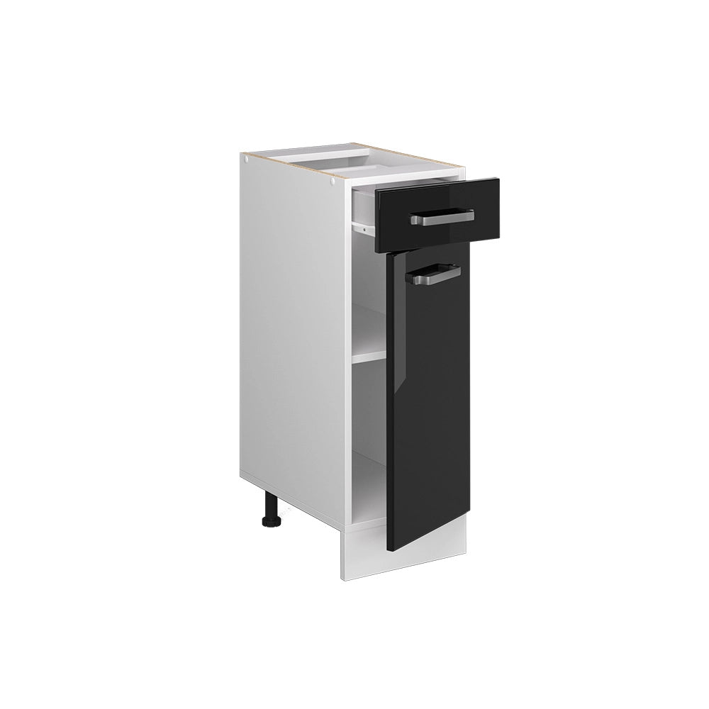 Vicco Mobiletto base per cucina Nero lucido 30 cm senza piano di lavoro