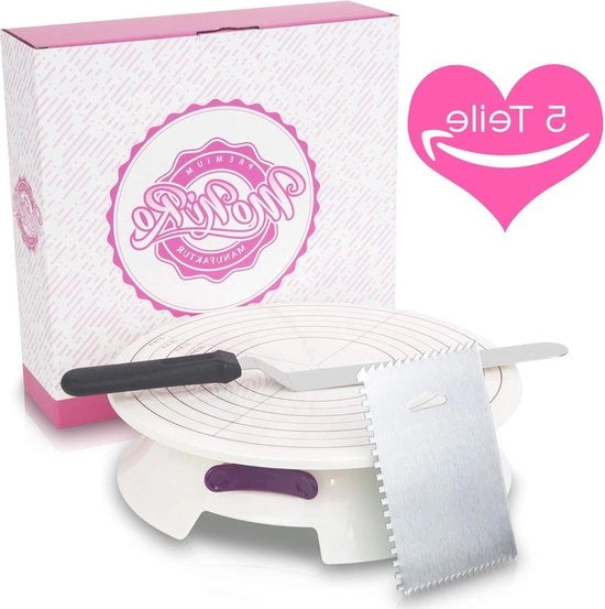 Tavolo da torta girevole con 30 cm tavolo girevole e paletto di acciaio inossidabile - set di accessori da fondant per torte - tavolo da torta per torte - tavolo girevole elettrico