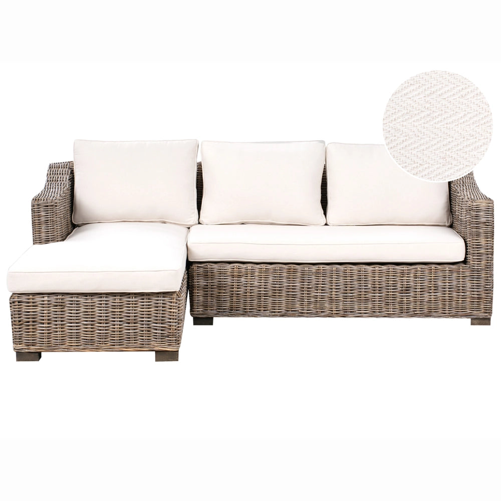 Divano ad angolo da giardino in rattan naturale 3 posti in vimini intrecciato Stile tradizionale